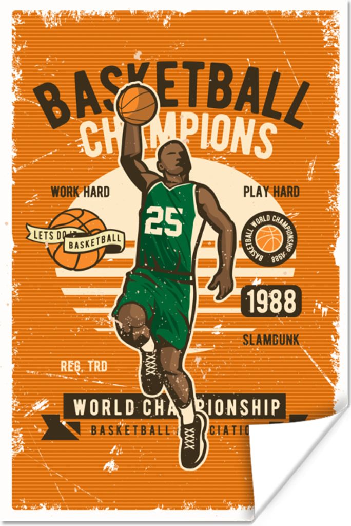 MuchoWow Poster Mancave - Basketball - Sport - Retro 80x120 cm - Papierdruck