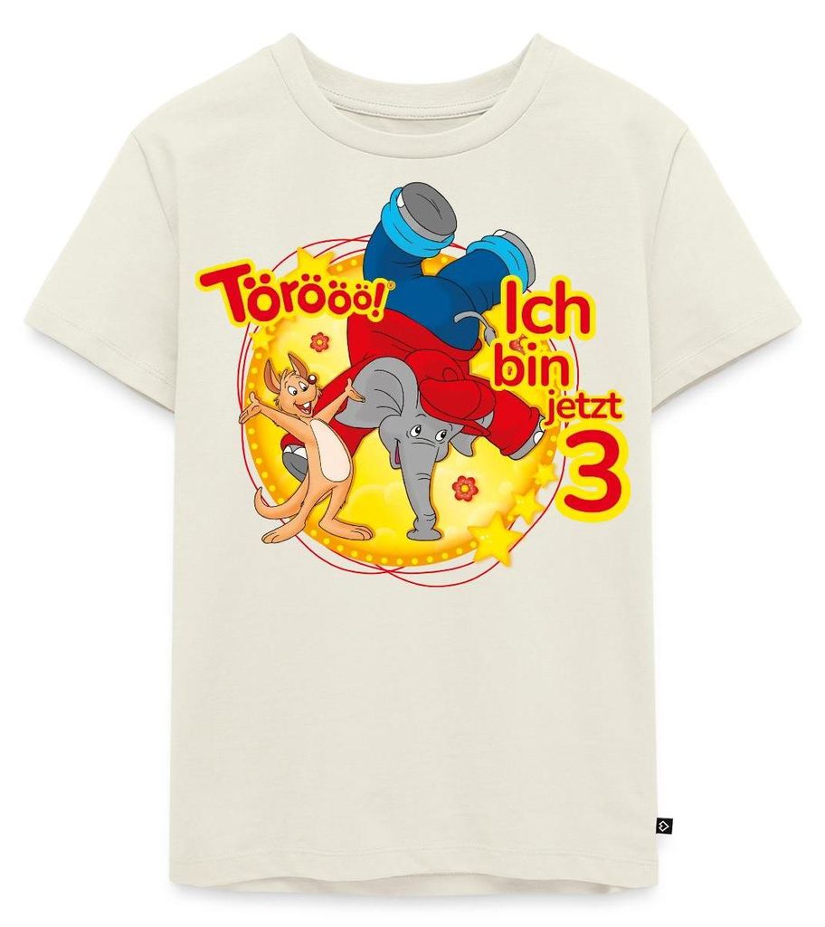 Spreadshirt Benjamin Blümchen Ich Bin Jetzt 3 Kinder Premium T-Shirt, 134/140 (8 Jahre), Naturweiß