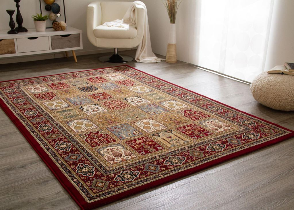 Steffensmeier Wohnzimmerteppich Classical Quality | Wohnzimmer | Beste Qualität | Orientalisch | Rot Felder, Größe: 80x150 cm