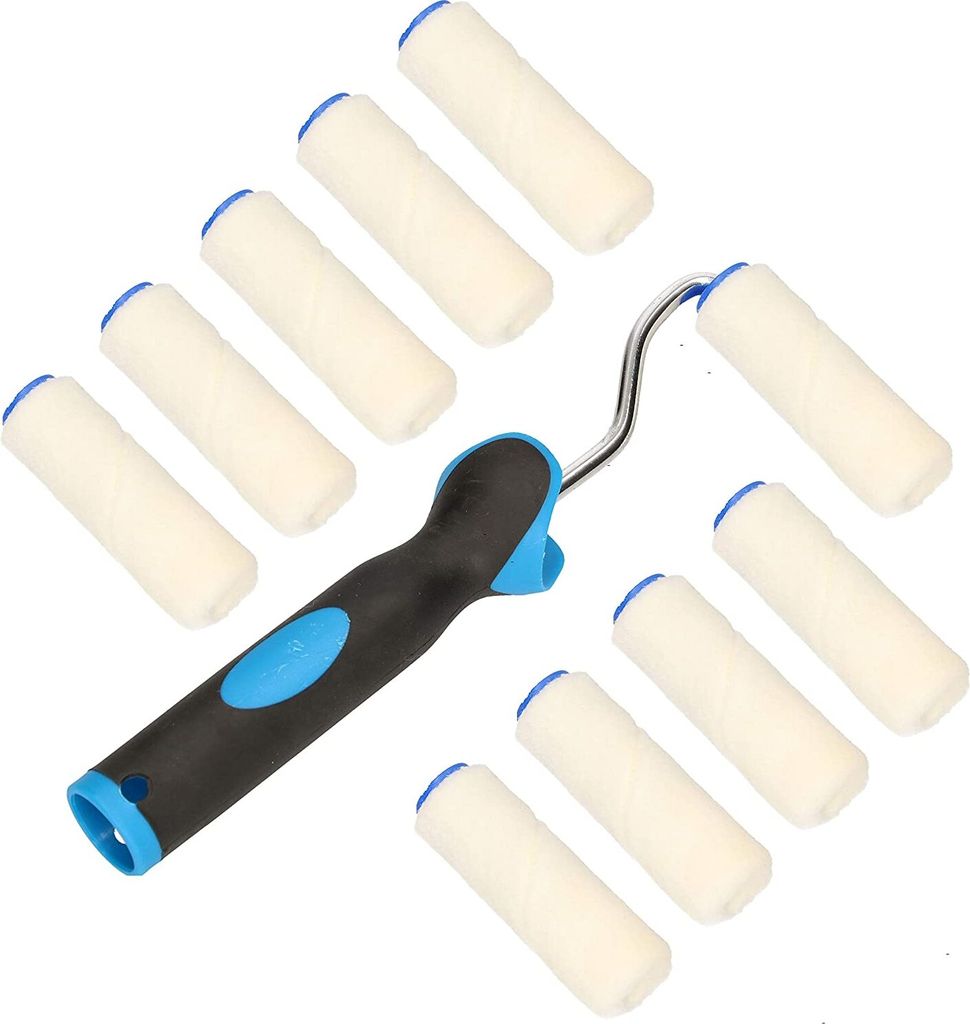 KOTARBAU 10er Set Velours-Farbroller 70 mm mit Gummigriff Farbwalze Pinsel Walzenbürste Rollerwalze Rollerpinsel für Anstricharbeiten und Renovie...