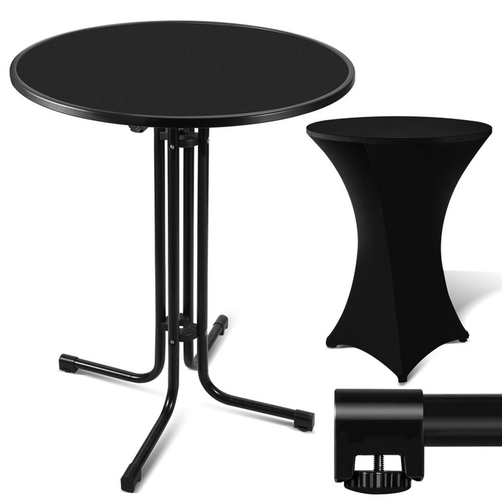 TolleTour Stehtisch klappbar - Gastronomie Bistrotisch rund - Wetterbeständiger Klapptisch Gartentisch - Runder Partytisch - Hitzebeständig - Sta...