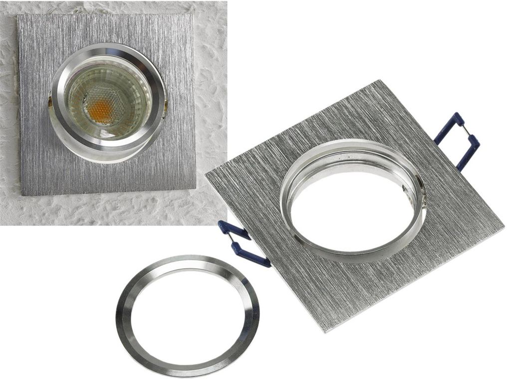 Einbaustrahler 'CTE-84E' Eckig 84x84mm Einbau Ø68mm, neigbar, Clip Ring