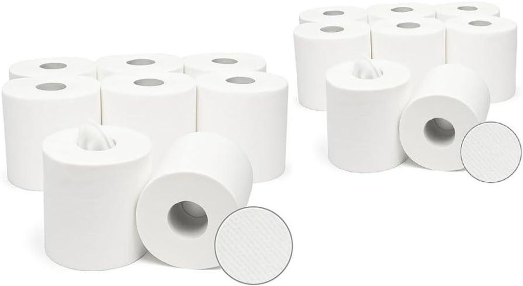12 Stück Handtuchrollen á 450 Blatt | 2-lagig | 18,5 x 20 cm | Innen- & Außenabwicklung Papierhandtuchrollen für Spender, Küche, Gastronomie