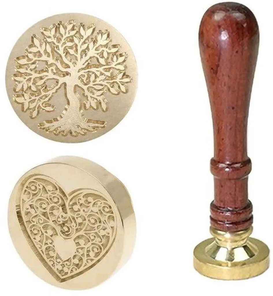 Sceau en laiton gravé et bois naturel - Design original pour lettres de luxe