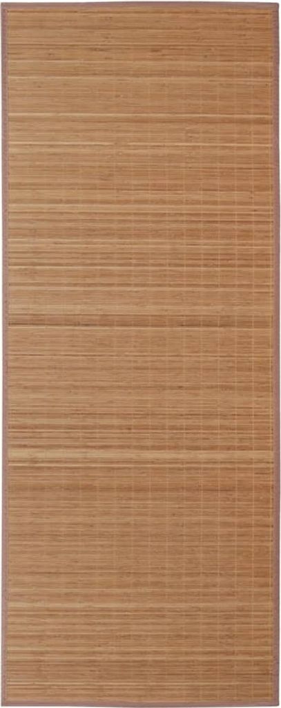 A rectangular bamboo rug is shown flat against a white background.