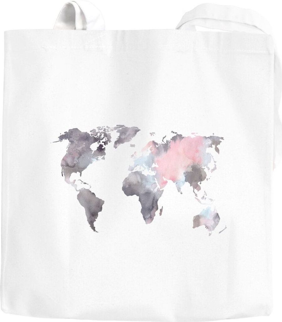 Jutebeutel Weltkarte Wasserfarben Watercolor World Map Produktbild 
