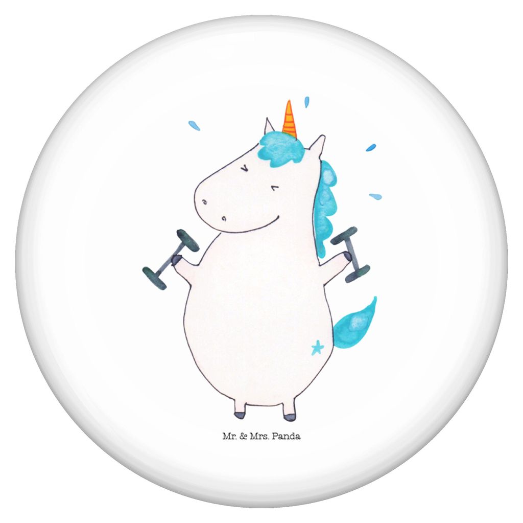 Mr. & Mrs. Panda Pin Einhorn Fitness - Weiß - Geschenk, Button, Unicorn, Gym, Sport, Sprüche, Fitnessstudio, Anstecker, Badge, Abnehmen, Plakette