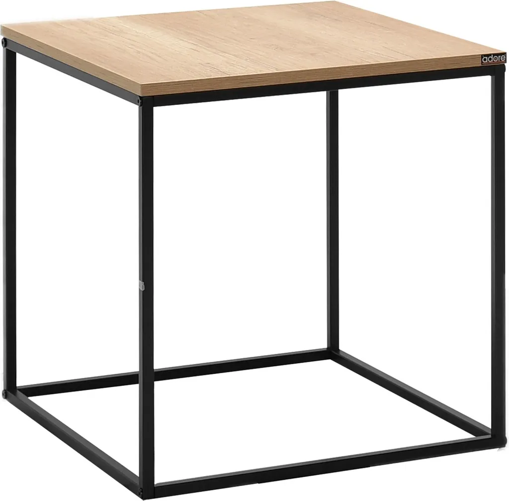 Table d'appoint noyer 100% mélaminé, meuble d'appoint robuste 50 cm carré