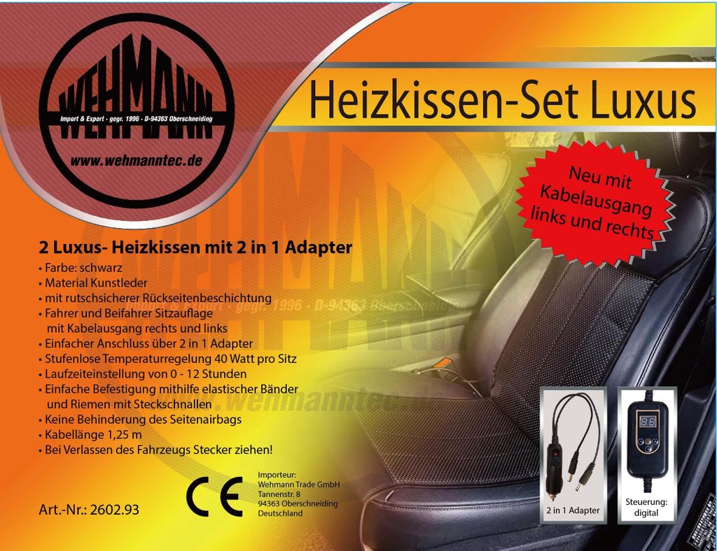Sitzheizung Set Autoheizkissen Set 2tlg. Luxus mit Produktbild 