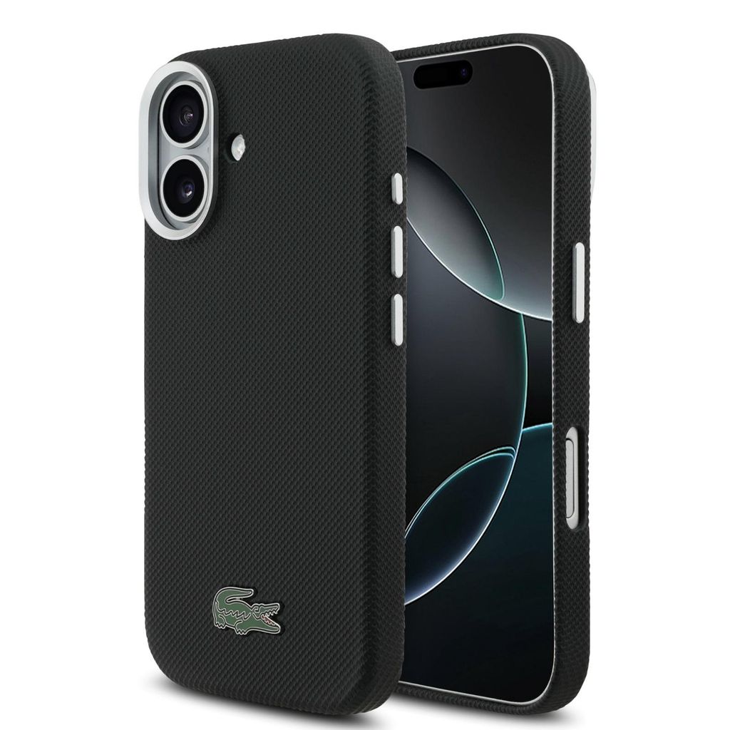 Hülle iPhone 17 Lacoste Kunstleder schwarz Logo Krokodil Produktbild 