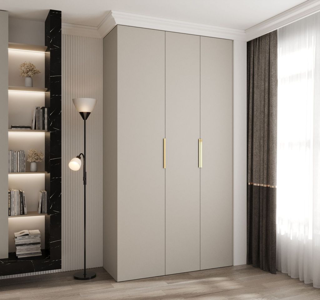 Kleiderschrank mit Regalen 130/50 LORENA 4 - Kaschmir / Gold