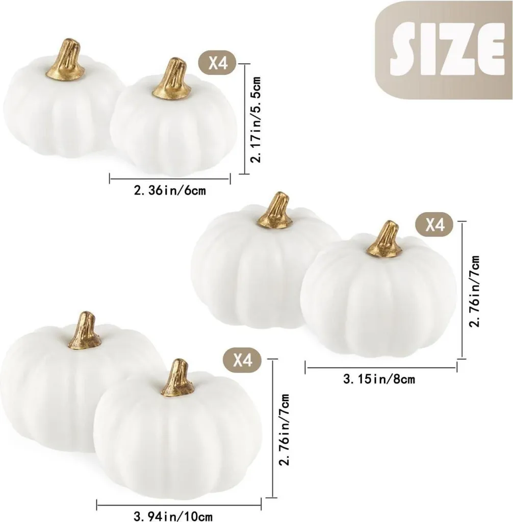 Citrouilles Décoratives de Récolte 12 Pièces pour Table de Thanksgiving