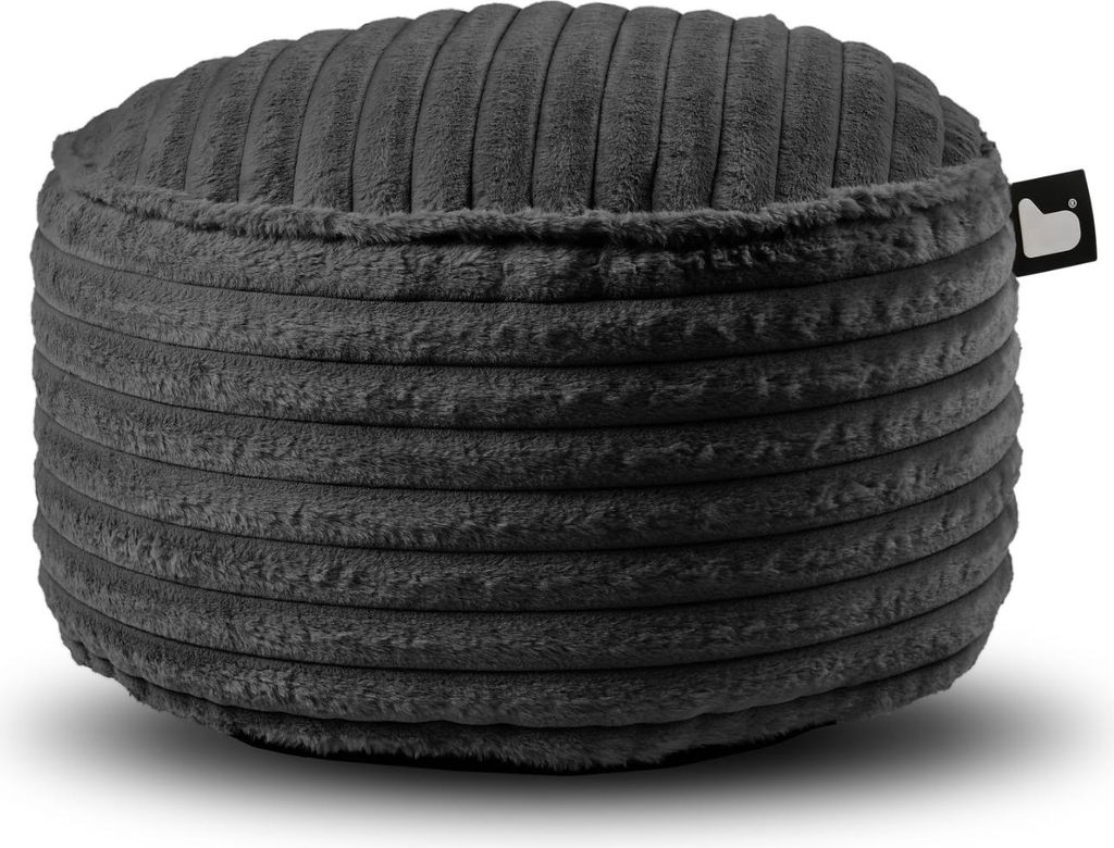 Extreme Lounging - b-poufe cord - Hocker rund - innen - weicher und bequemer Stoff 60x40cm - Storm Grey