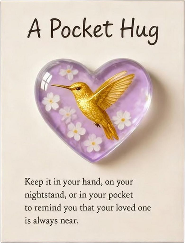 Pocket Hug Kolibri Mini Pocket Hug Herz Niedlicher Kolibri-Ornament mit Mutmachkarte Erinnerungsgeschenk für Freunde, Familie, Gastgeschenk