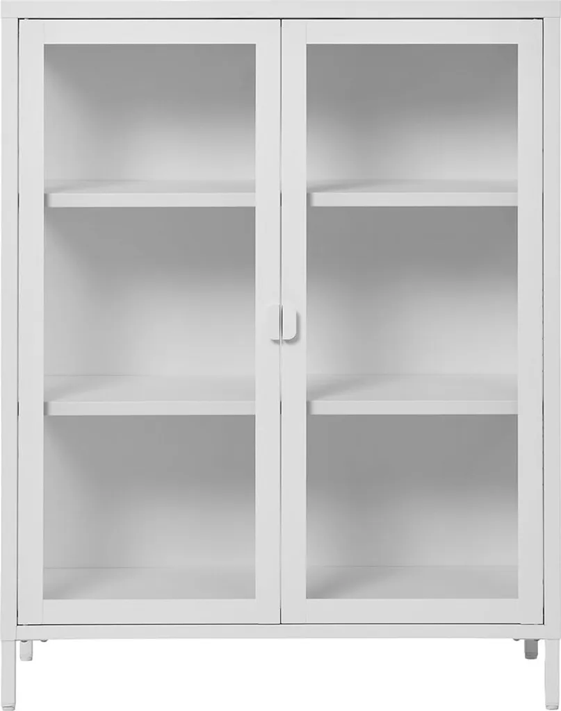 Vitrine Brisbane 2 portes en verre blanc design contemporain 190cm