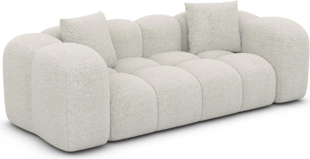 Bouclé 2-Sitzer Couch Valora Weiß