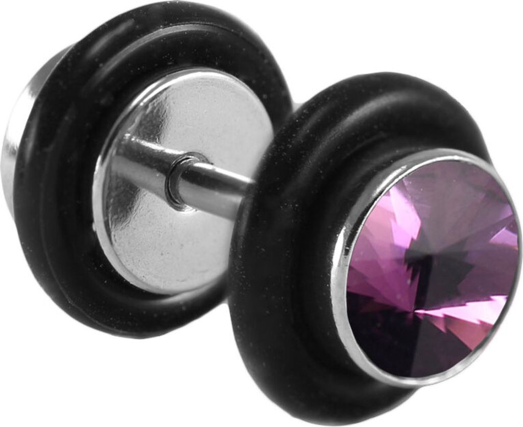 Fake Plug mit Kristallstein Größe - 10 mm Farbe - Lila