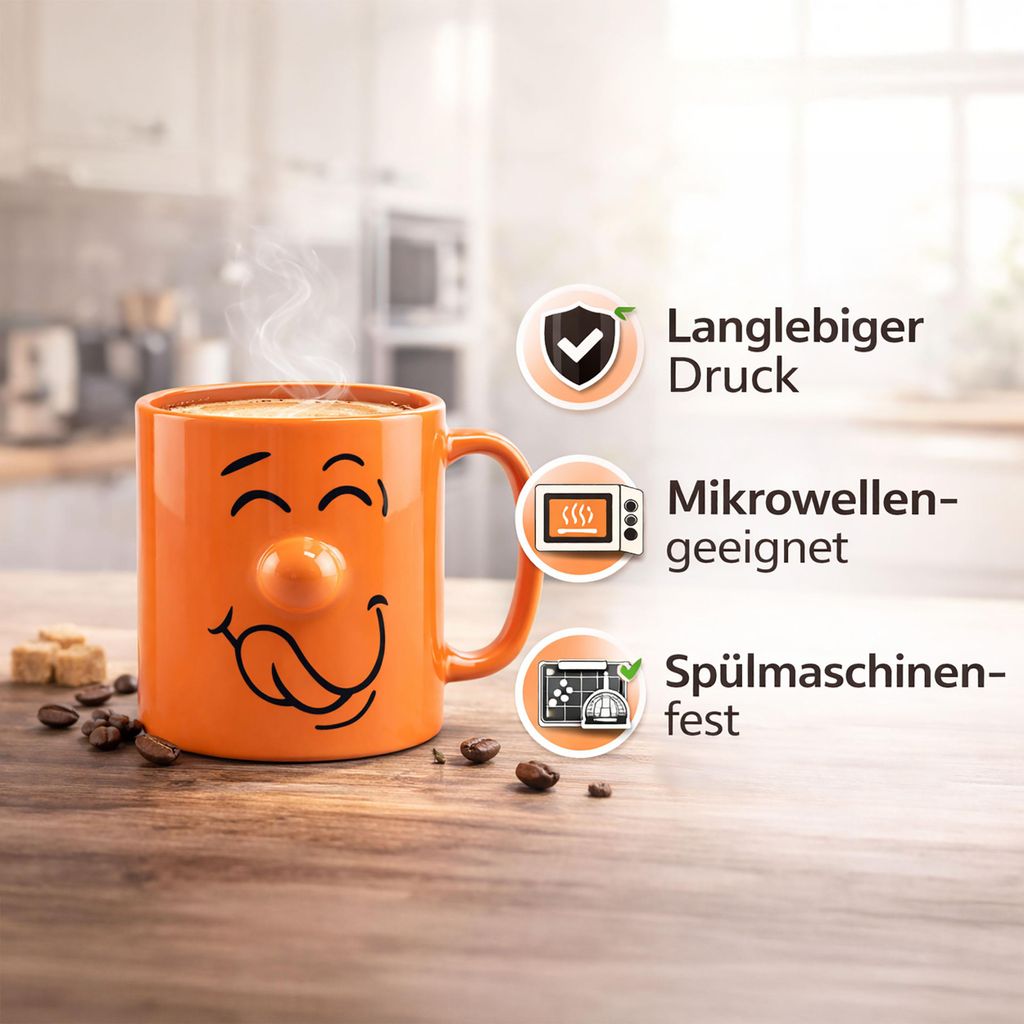4-tlg. Set Lustige Tassen mit Gesicht