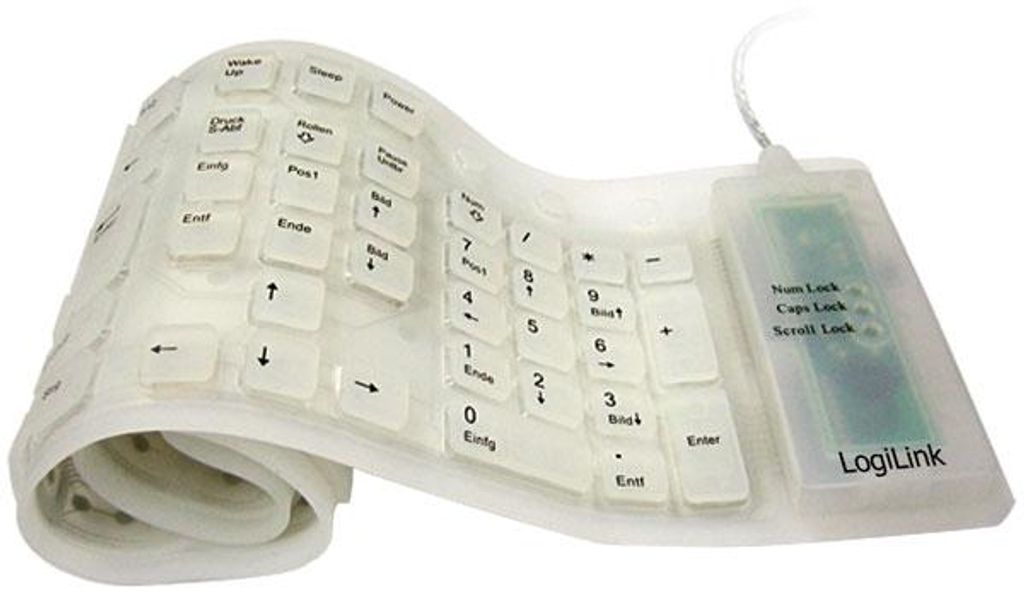 LogiLink Silikon-Tastatur weiß USB 2.0 wasserdicht Produktbild 