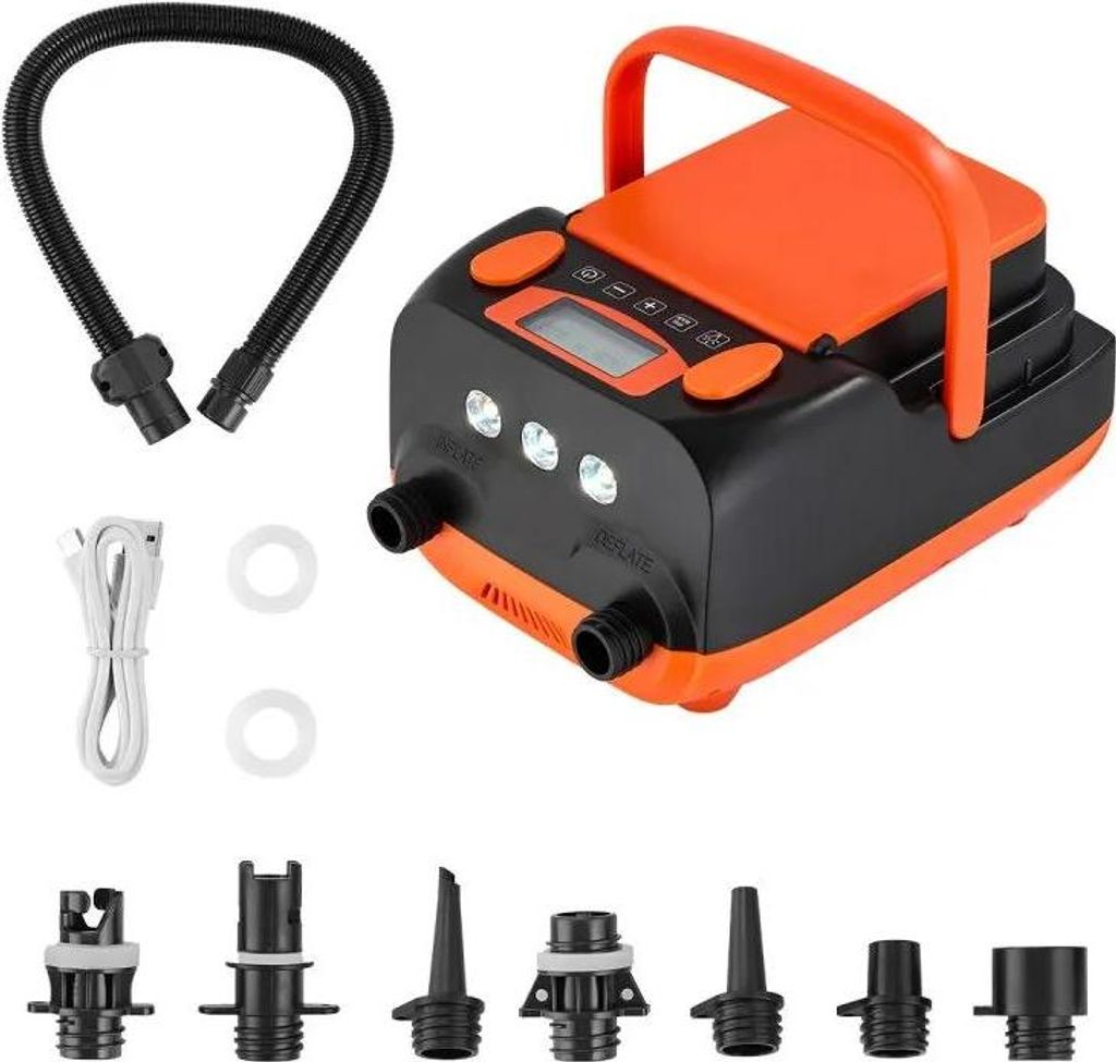 SUP Luftpumpe Wiederaufladbare 20PSI - Paddleboard Pumpe Orange - Akku Pumpe SUP