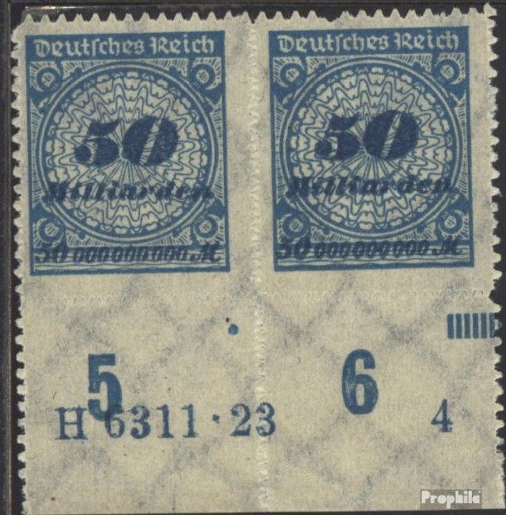 Briefmarken Deutsches Reich 1923 Mi 330B HAN H6311.23 Durchstich stets unperfekt! postfrisch Hochinflation