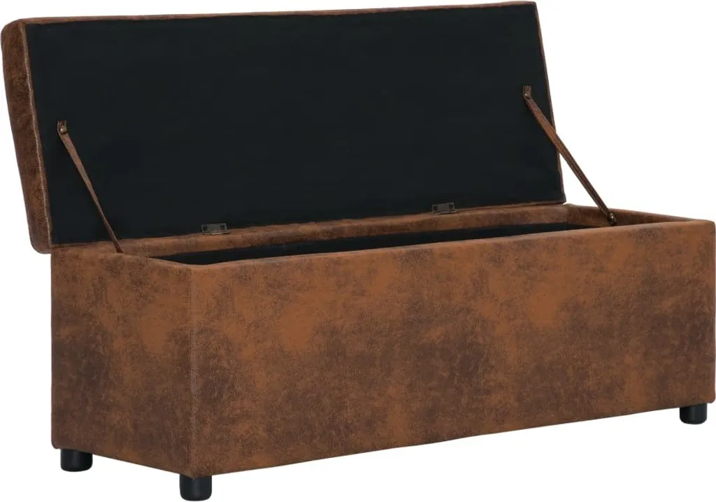 Banc de rangement 116 cm brun aspect daim pour optimiser votre espace - 4