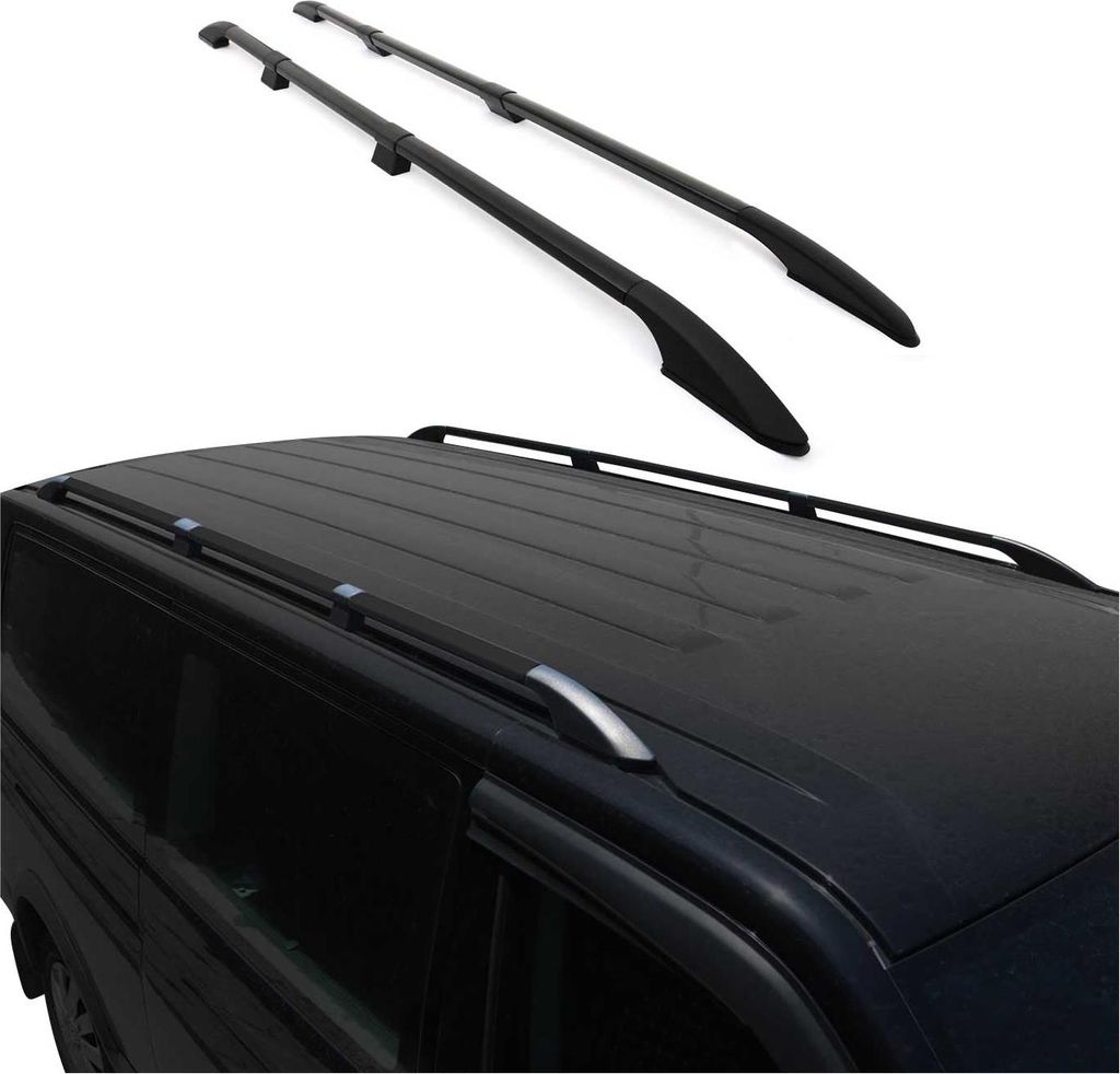 Dachreling Dachgepäckträger für VW Caddy 2015-2020 L2 Langer RS Alu Schwarz