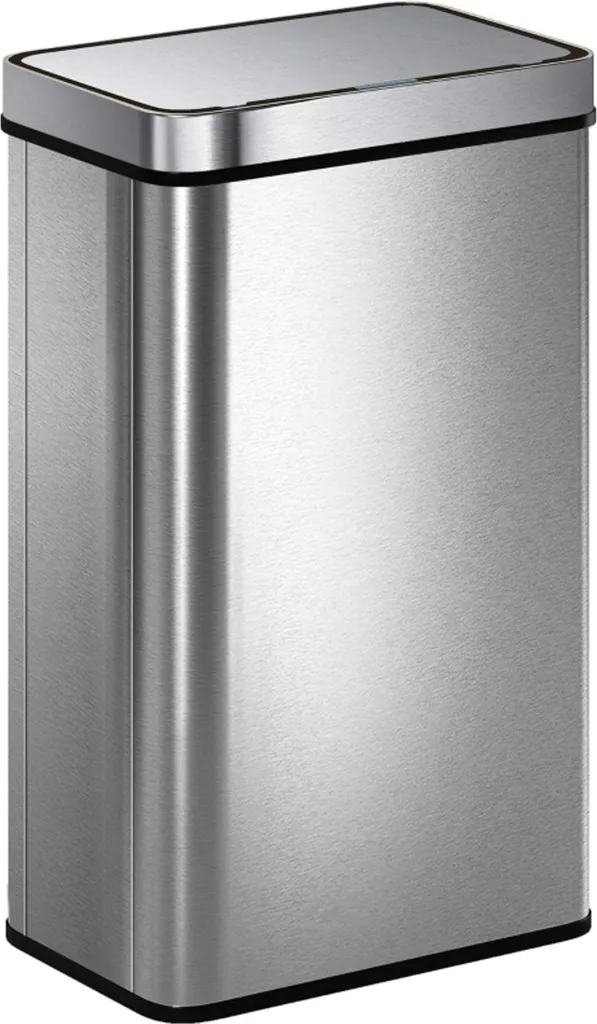 Poubelle à capteur 60 L idéale pour cuisine familiale en inox résistant
