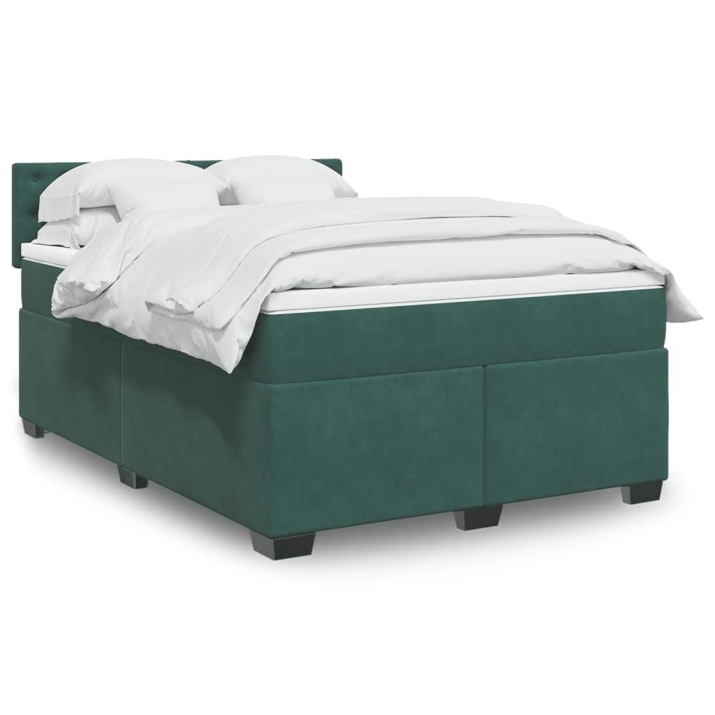 "2026 Promotion" Boxspringbett mit Matratze - Dunkelgrün 140x190 cm - Samt - Polsterbett CC14875