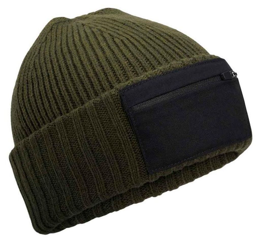 Beechfield - Mütze Reißverschluss Aufnäher FK1777 (Einheitsgröße) (Militärgrün/Schwarz)