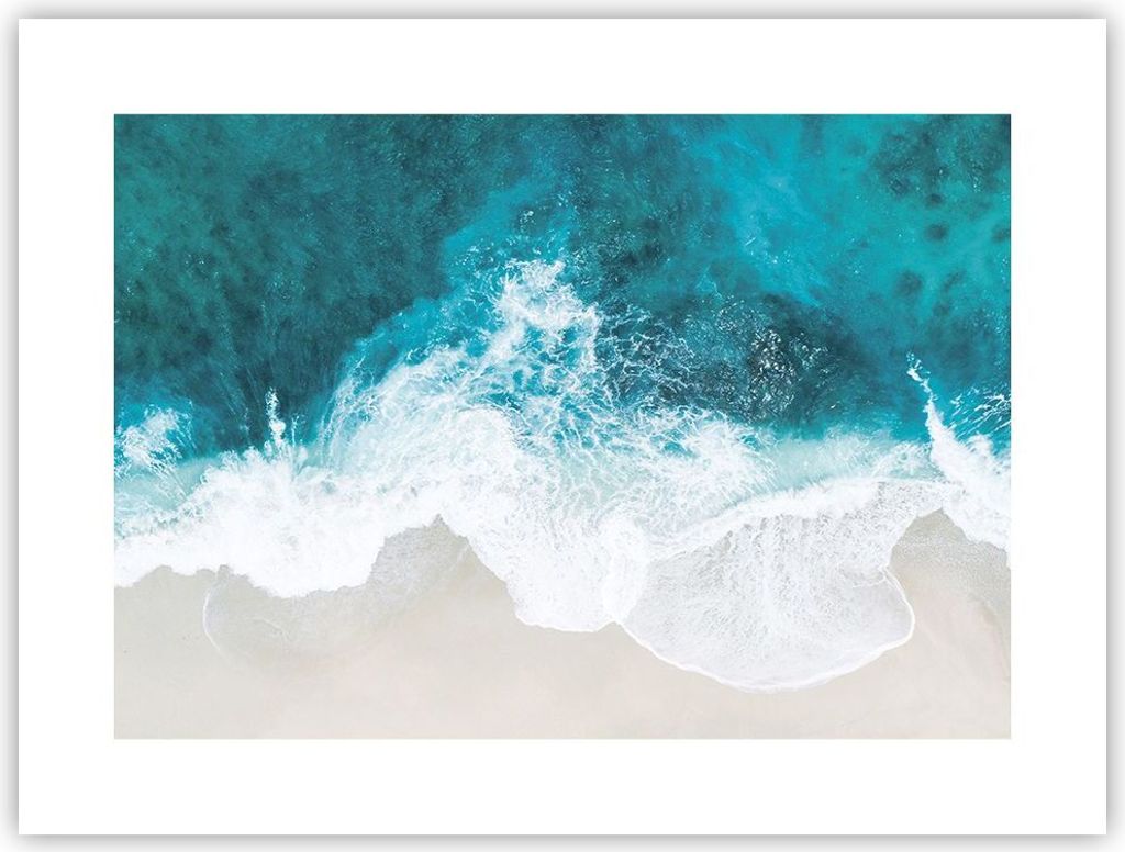 Poster - Poster ohne Rahmen - Luftaufnahmen Strand Welle - 40x30 cm - Wand Bild - Wanddeko - Wandbilder - Kunstposter - Wandposter - Bilder - Kunst...