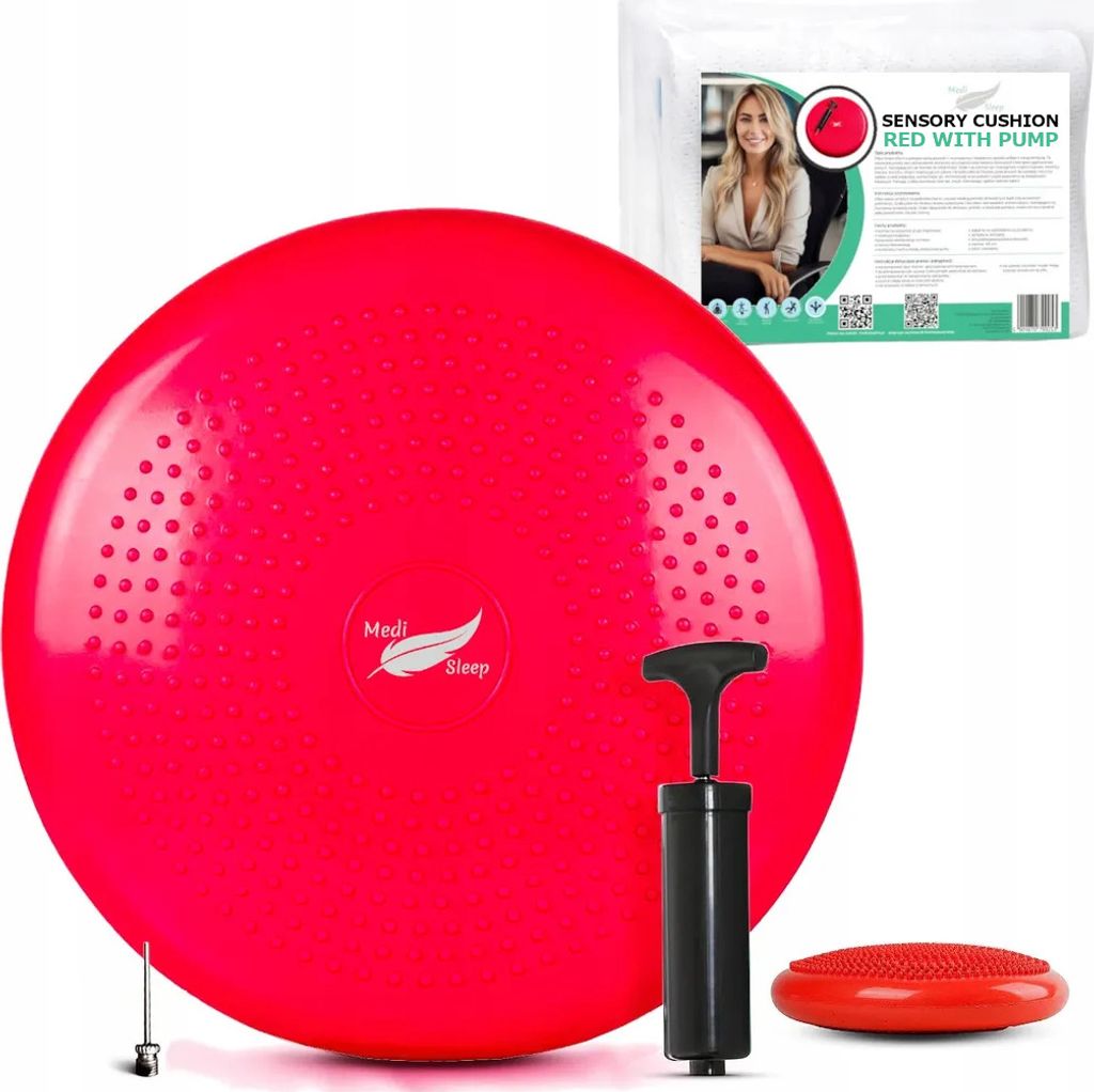 Červený sedací míč, ergonomický balanční polštář, vzduchový Obrázek produktu 11