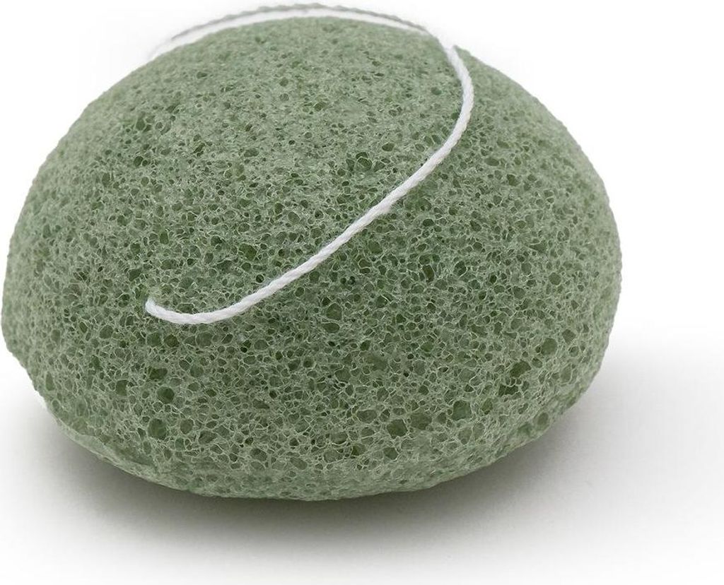 Intirilife Konjac Schwamm in Grün - 6.5 cm Durchmesser - 4.5 cm Höhe - Gesichtsreinigung für unreine sensible Mischhaut Gesichtsschwamm Peeling