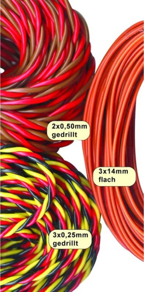 Fil pour Servo RC Jamara JR 3x0,25mm² Plat 100m pour Rallonges sur Mesure