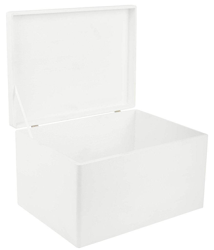 Creative Deco XXL Witte Houten Doos met Deksel Opbergdoos, Productafbeelding 