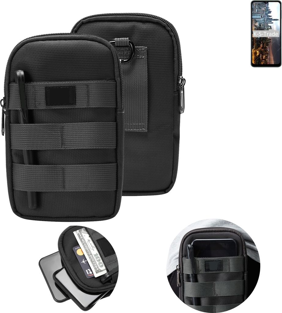 K-S-Trade Holster Gürtel Tasche kompatibel mit Samsung Galaxy M32 5G Handy Tasche Schutz Hülle dunkel-grau viele Fächer, 1x