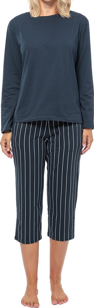Schiesser Organic Baumwolle Schlafanzug Lounge Set bestehend aus einer 3/4-langen Hose und einem Langarm-Shirt, Weiches Material mit hohem Baumwoll...