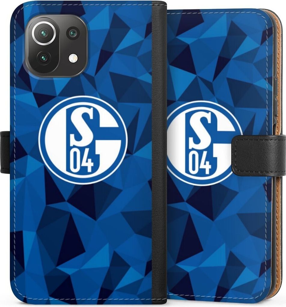 DeinDesign Klapphülle für Xiaomi Mi 11 Lite 5G NE Handytasche Lederhülle Tasche Camouflage FC Schalke 04 Muster