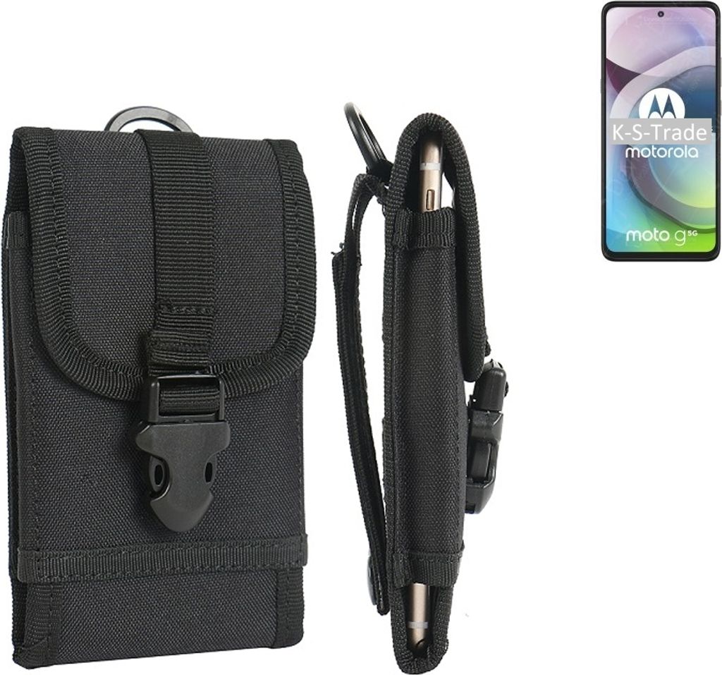 K-S-Trade Holster Handy Hülle kompatibel mit Motorola Moto G 5G Holster Handytasche Gürtel Tasche Schutz Hülle Robust Outdoor schwarz