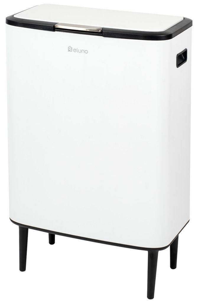 Cubo de basura Eluno, capacidad de 60 litros, metal blanco. Imagen del producto 