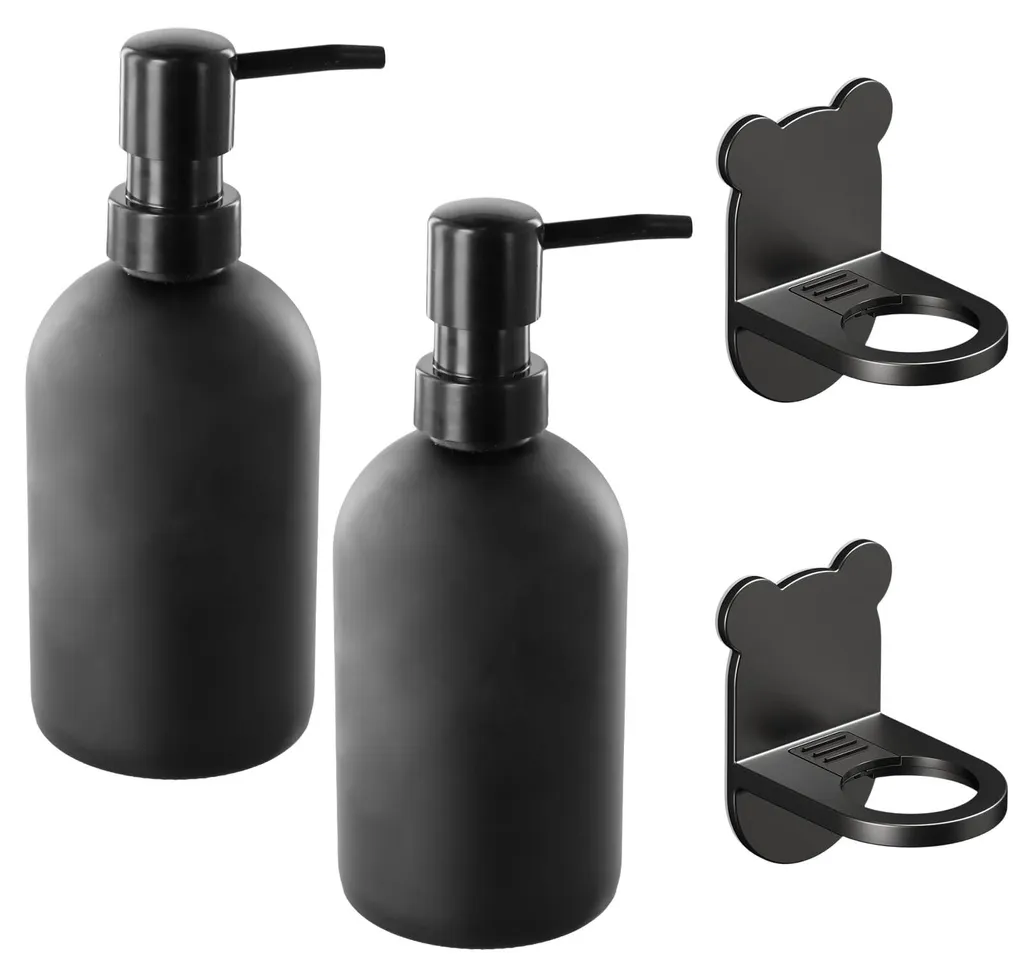 Distributeur de savon noir 400 ml en verre pour salle de bain moderne