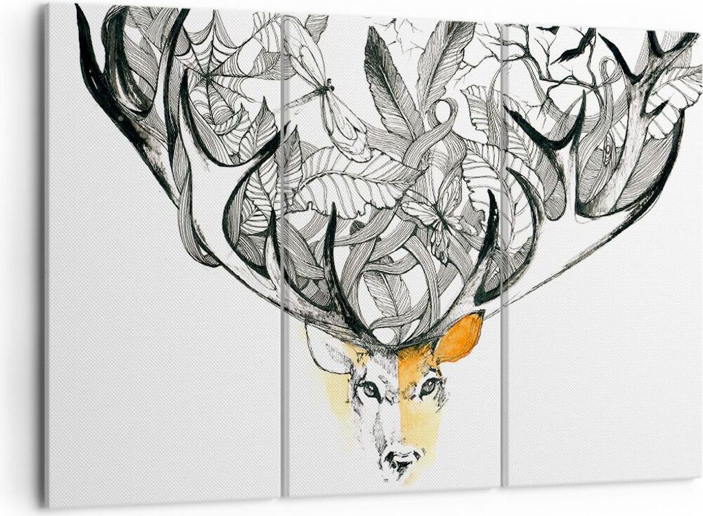 Bild auf Leinwand - Leinwandbild - Lieber Wilde Blumen Wald - 105x70cm - Wand Bild - Wanddeko - Leinwanddruck - Bilder - Kunstdruck - Wanddekoratio...