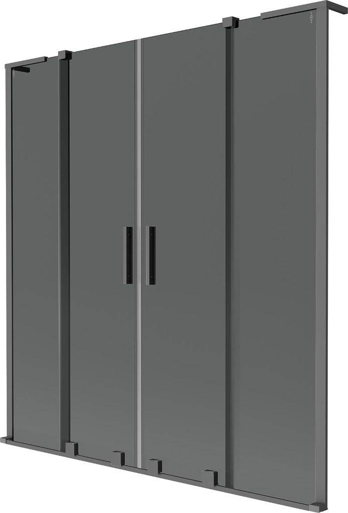 Mexen Velar L Duo Badewannenfaltwand, 2-flügelig, verschiebbar, 160 x 150 cm, Graphit, Gun Metal - 896-160-003-42-95