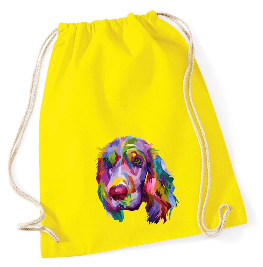 Huuraa Turnbeutel Cocker Spaniel Colorful 12 Liter Yellow Baumwolle Rucksack Geschenkidee