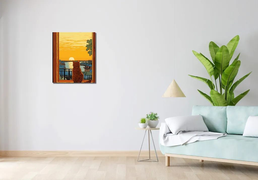 Image décorative chat et soleil 50x60 cm - Finition mate sans reflet - 2