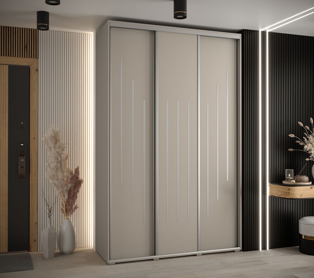 Kleiderschrank INDIRA 8 - 160/45 cm, Kaschmir/Silber