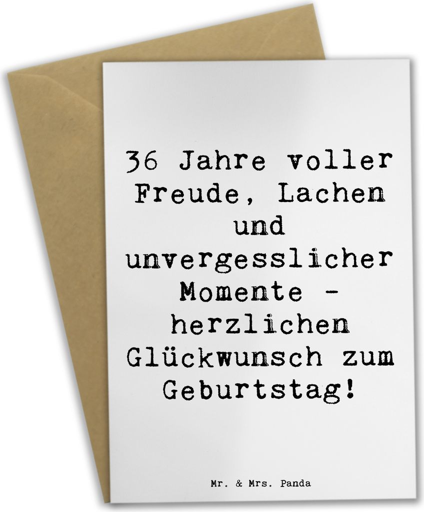 Mr. & Mrs. Panda Grußkarte Spruch 36. Geburtstag - Weiß - Produktbild 