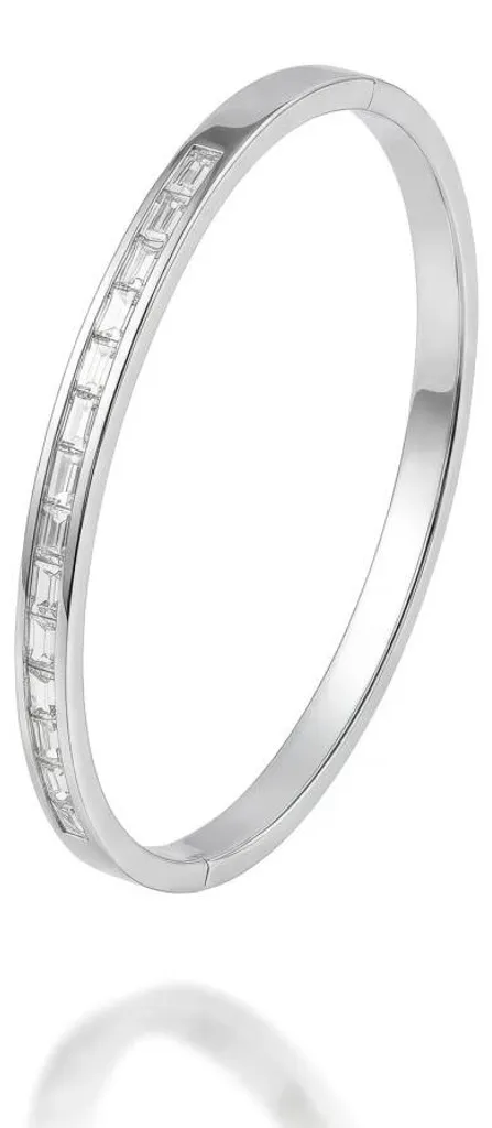 Bracelet jonc scintillant pour femme avec cristaux et finition argent