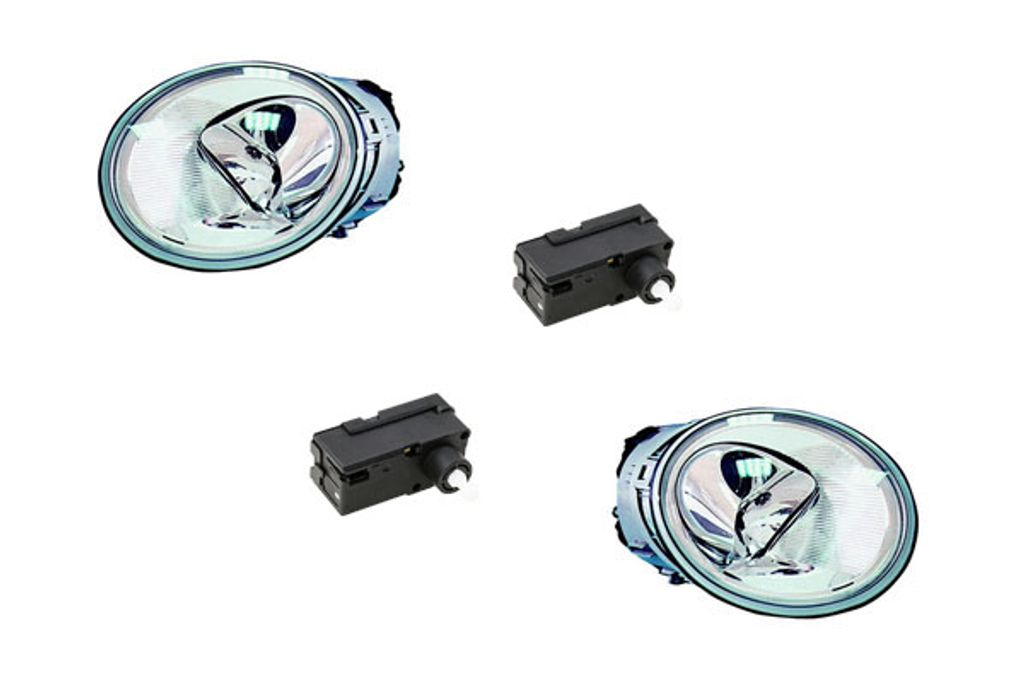 Johns, Scheinwerfer Halogen HSW passend für VW New Beetle 98-05 Satz L R mit Stellmotor 1C0941029J 1C0941029D 1C0941029 1C0941030J 1C0941030D 1C09...