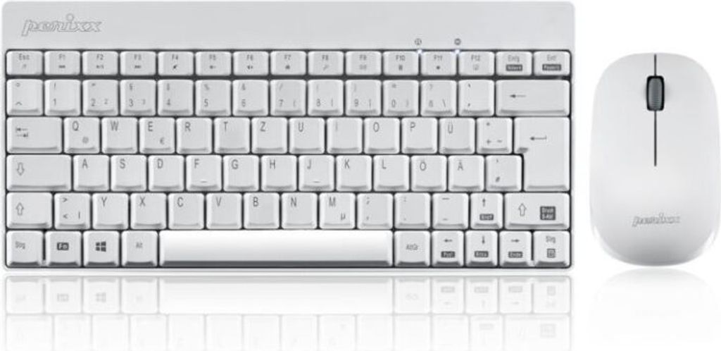 Perixx PERIDUO-712 DE W, Mini Tastatur und Maus Set, schnurlos, weiß
